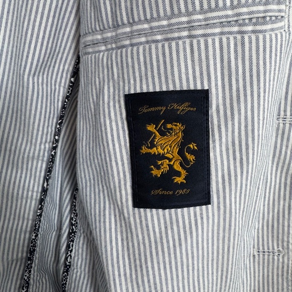 Men's NWOT Tommy Hilfiger Twill Sports Coat in White & Blue Stripe, Size M - Picture 6 of 14